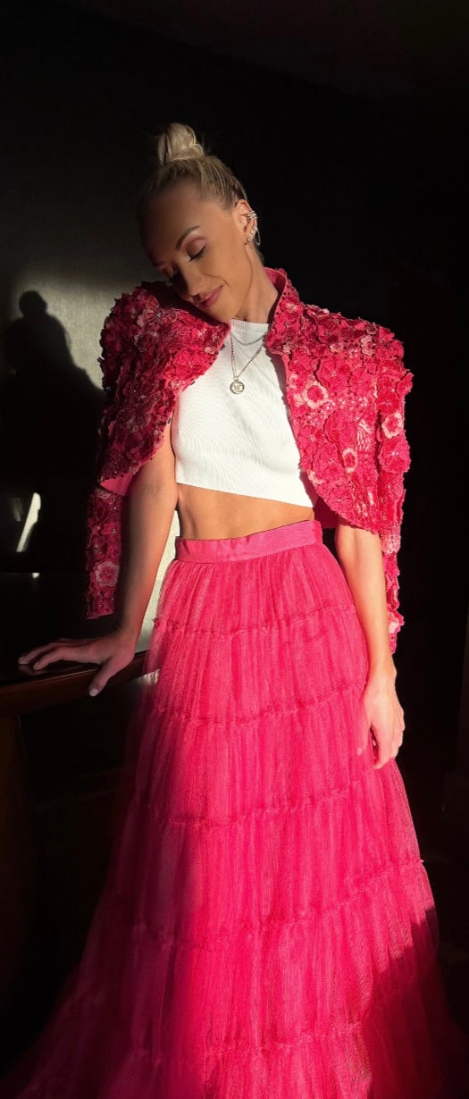 pink appliqué