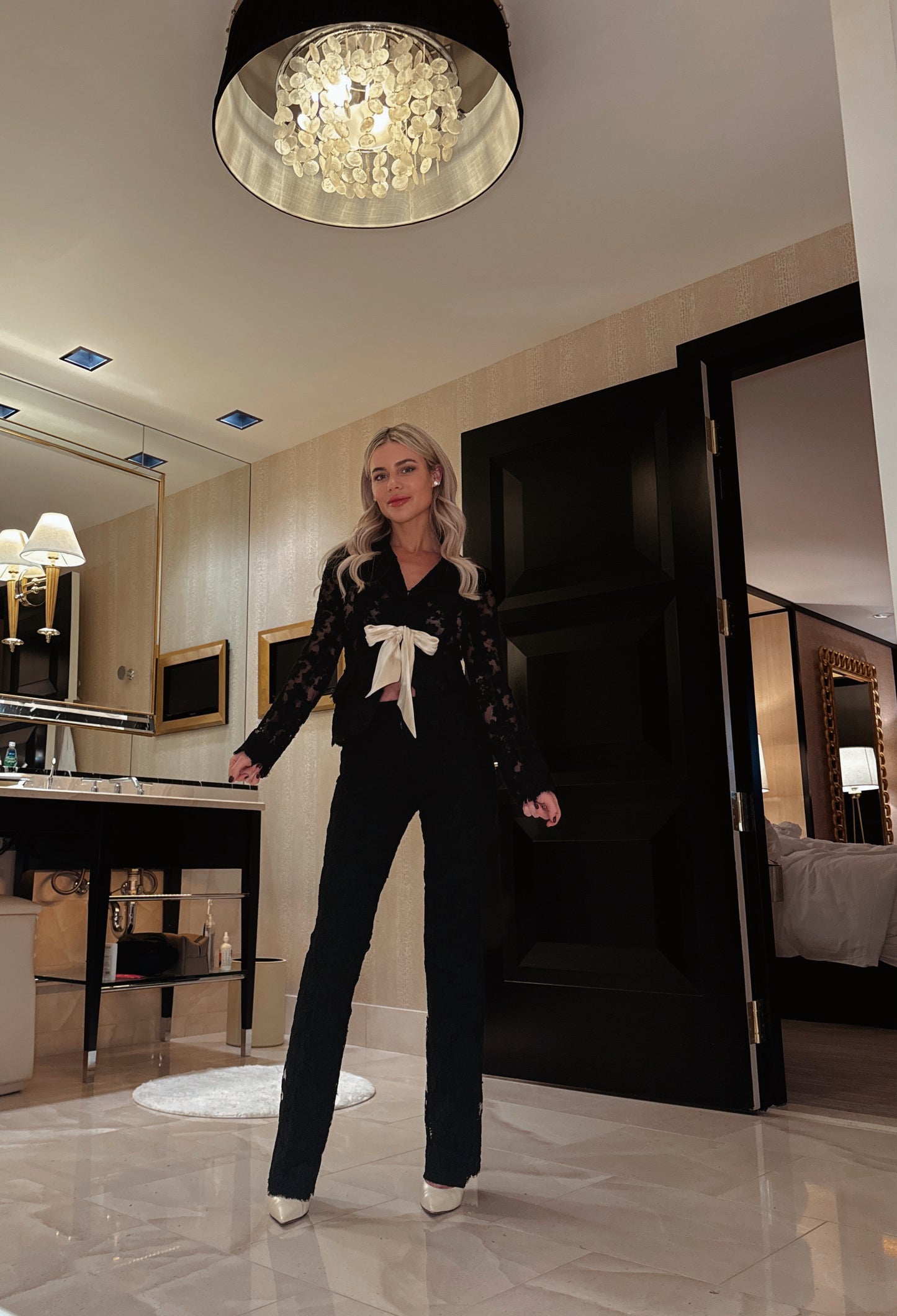 Lace Tux Set with Statement Bow