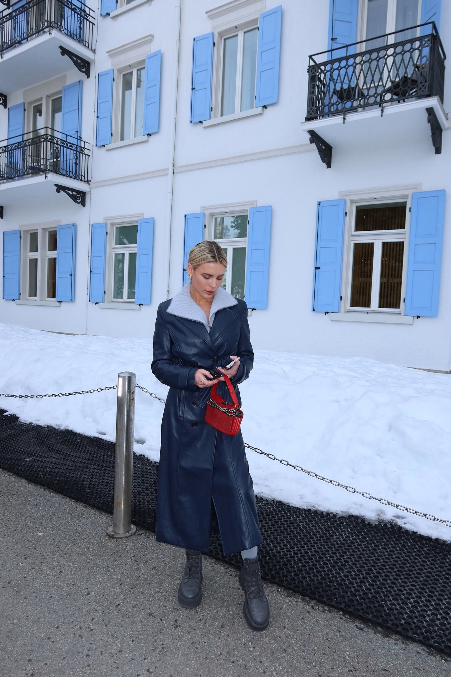 The Navy Leather Trench Coat