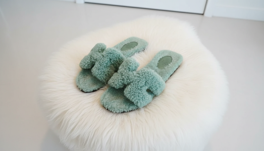 Sage Cloud Plush Slides – Soft Comfort Everyday Slippers
