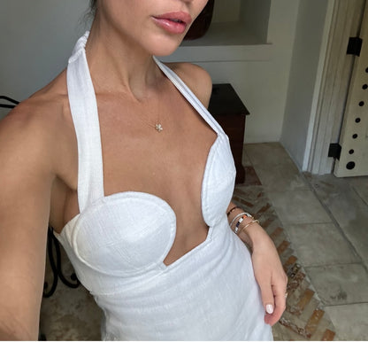 Cult Gaia White Linen Bustier Mini Dress
Size XS
