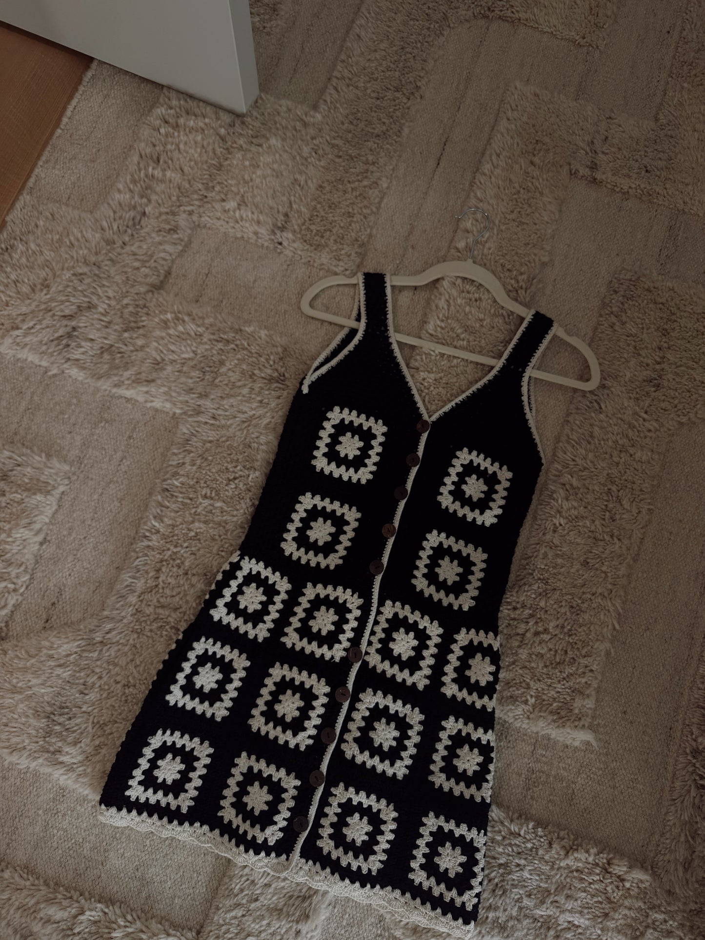 Akoia Black & Cream Crochet Midi Dress
Size XS
