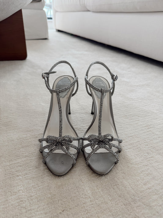 The Crystal Bow T Strap Heels