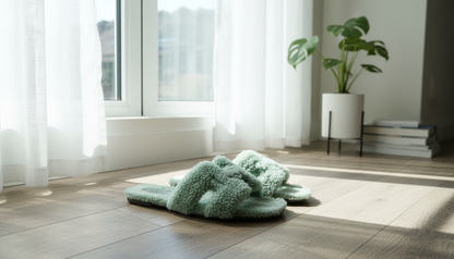 Sage Cloud Plush Slides – Soft Comfort Everyday Slippers