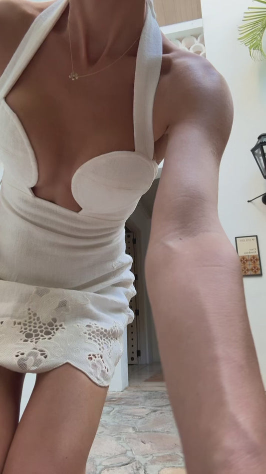 Cult Gaia White Linen Bustier Mini Dress
Size XS